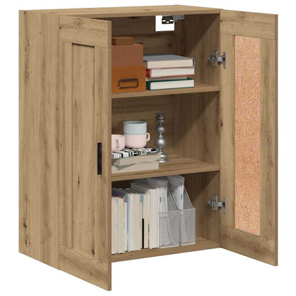 Wandkast 69,5x34x90 cm bewerkt hout artisanaal eikenkleur