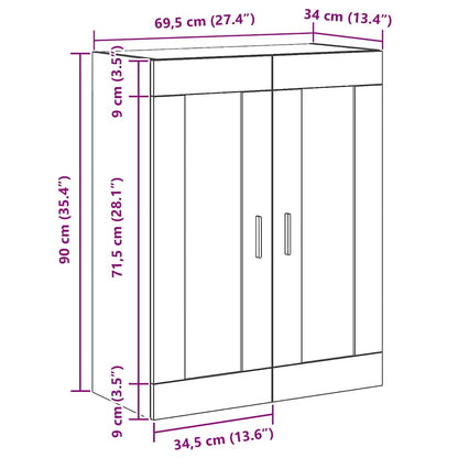 Wandkast 69,5x34x90 cm bewerkt hout artisanaal eikenkleur