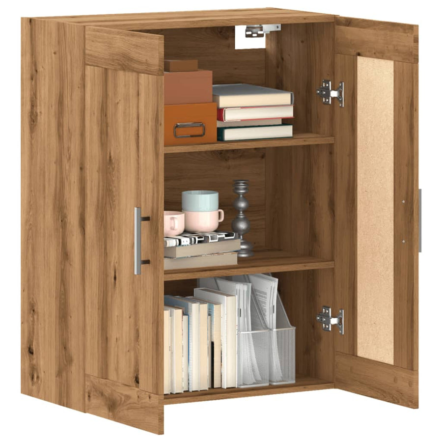 Wandkast 69,5x34x90 cm bewerkt hout artisanaal eikenkleur