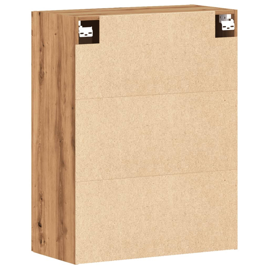 Wandkast 69,5x34x90 cm bewerkt hout artisanaal eikenkleur