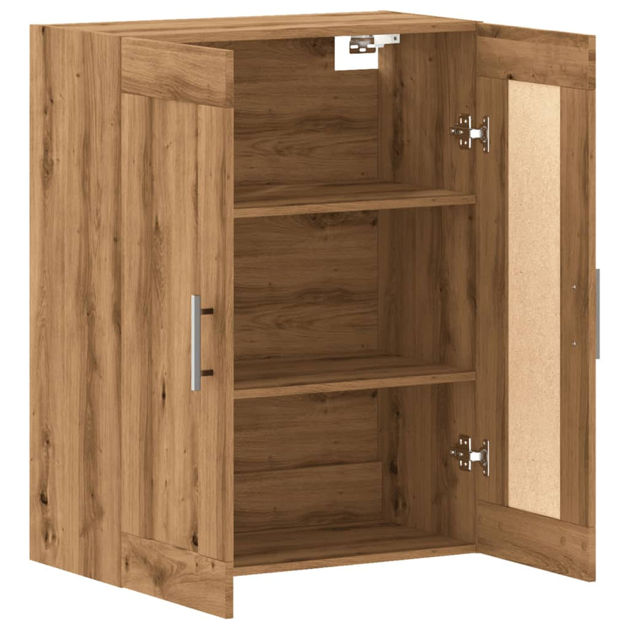 Wandkast 69,5x34x90 cm bewerkt hout artisanaal eikenkleur