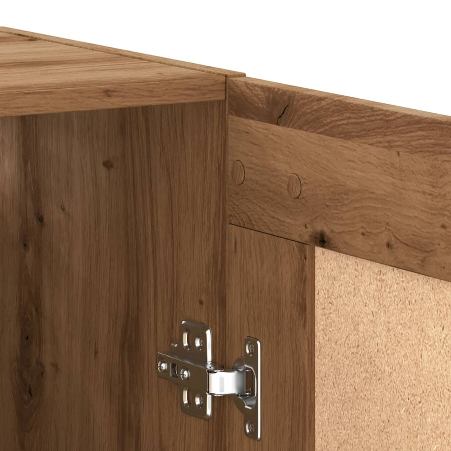 Wandkast 69,5x34x90 cm bewerkt hout artisanaal eikenkleur