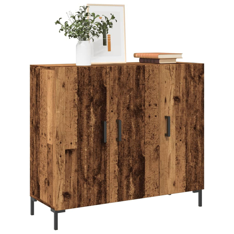 Dressoir 90x34x80 cm bewerkt hout oud houtkleurig