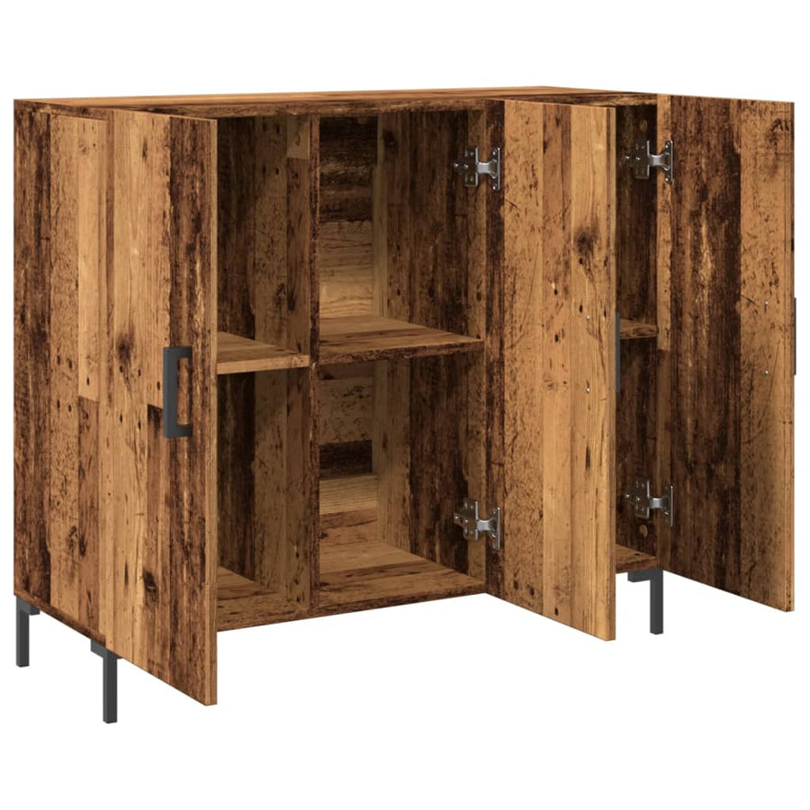 Dressoir 90x34x80 cm bewerkt hout oud houtkleurig
