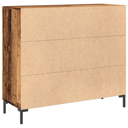 Dressoir 90x34x80 cm bewerkt hout oud houtkleurig