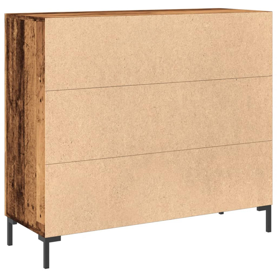 Dressoir 90x34x80 cm bewerkt hout oud houtkleurig
