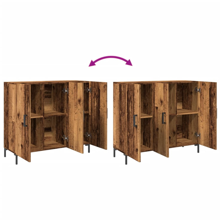 Dressoir 90x34x80 cm bewerkt hout oud houtkleurig