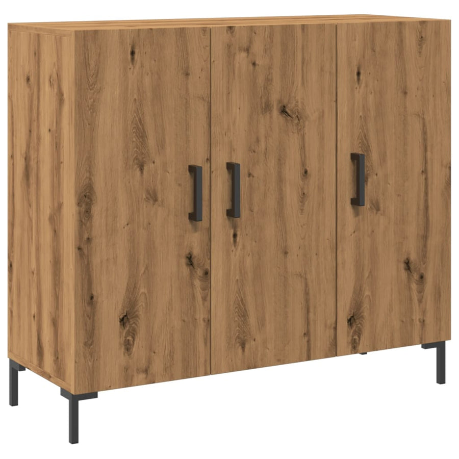 Dressoir 90x34x80 cm bewerkt hout artisanaal eikenkleurig
