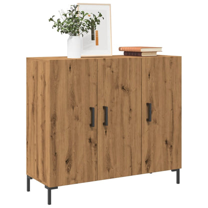 Dressoir 90x34x80 cm bewerkt hout artisanaal eikenkleurig