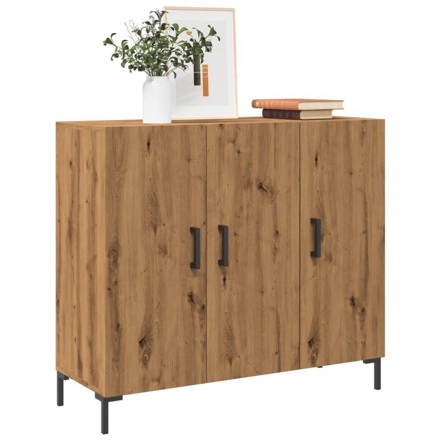 Dressoir 90x34x80 cm bewerkt hout artisanaal eikenkleurig