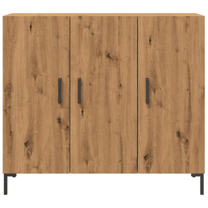 Dressoir 90x34x80 cm bewerkt hout artisanaal eikenkleurig