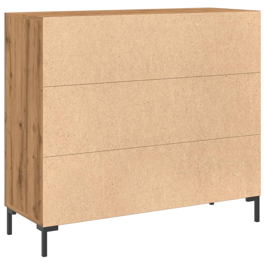 Dressoir 90x34x80 cm bewerkt hout artisanaal eikenkleurig