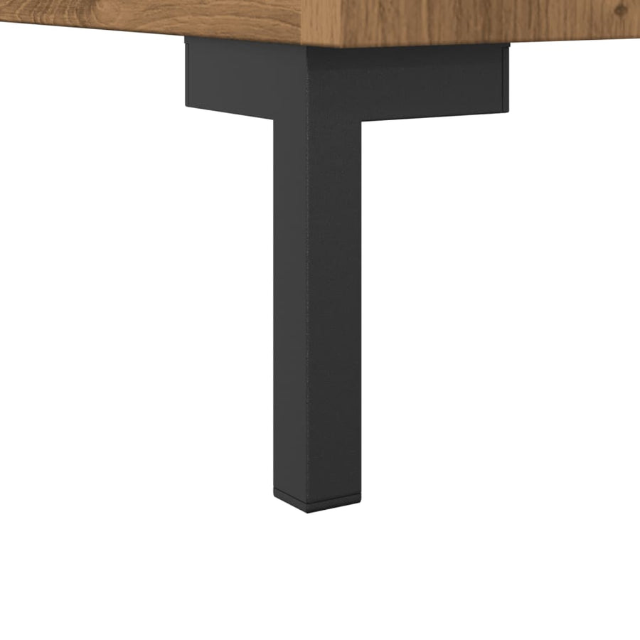 Dressoir 90x34x80 cm bewerkt hout artisanaal eikenkleurig