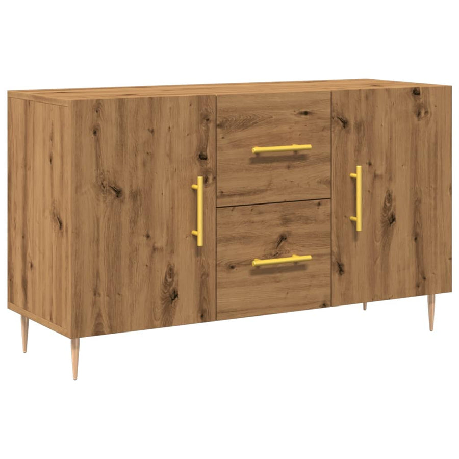 Dressoir 100x36x60 cm bewerkt hout artisanaal eikenkleurig