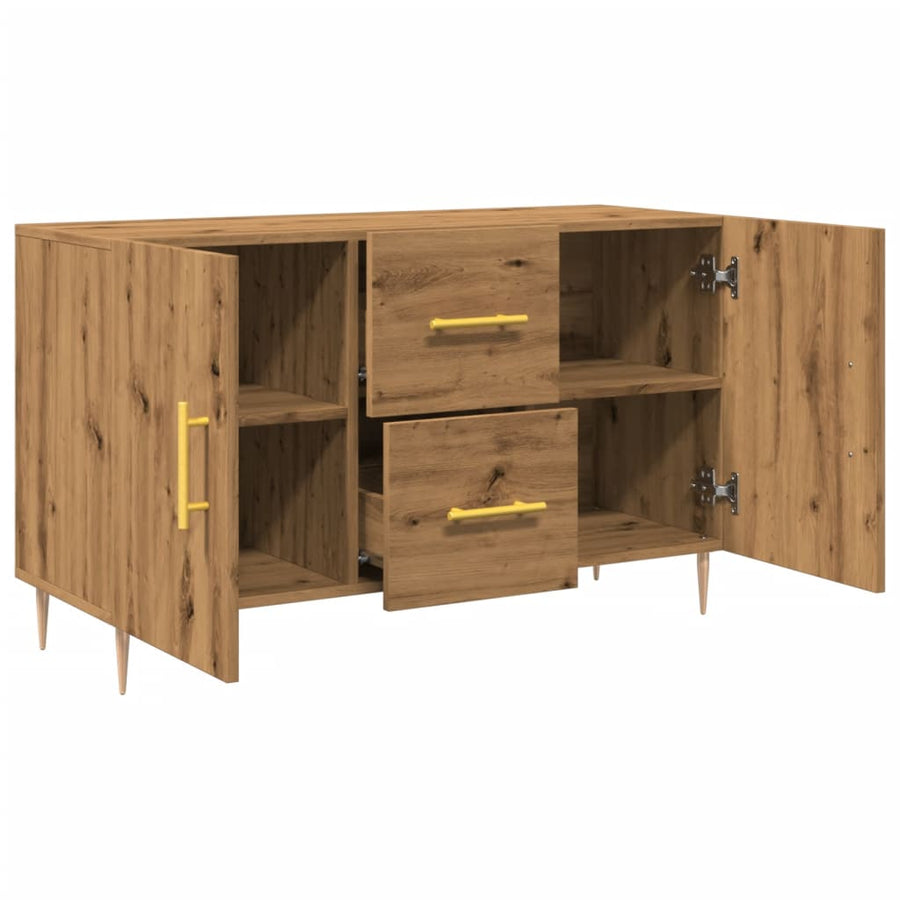 Dressoir 100x36x60 cm bewerkt hout artisanaal eikenkleurig