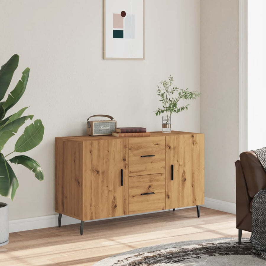 Dressoir 100x36x60 cm bewerkt hout artisanaal eikenkleurig