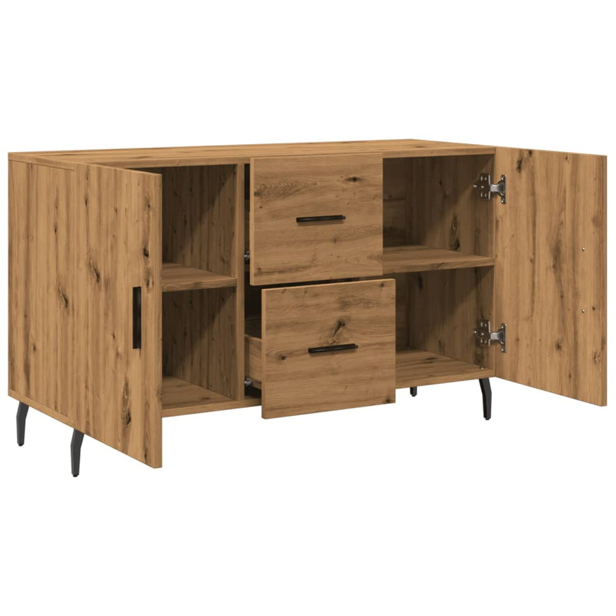 Dressoir 100x36x60 cm bewerkt hout artisanaal eikenkleurig