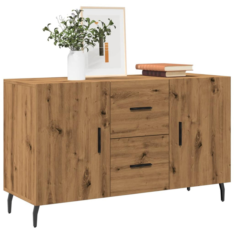Dressoir 100x36x60 cm bewerkt hout artisanaal eikenkleurig