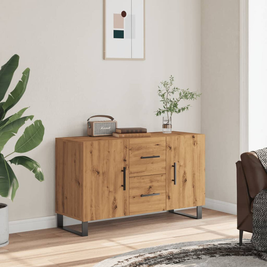 Dressoir 100x36x60 cm bewerkt hout artisanaal eikenkleurig