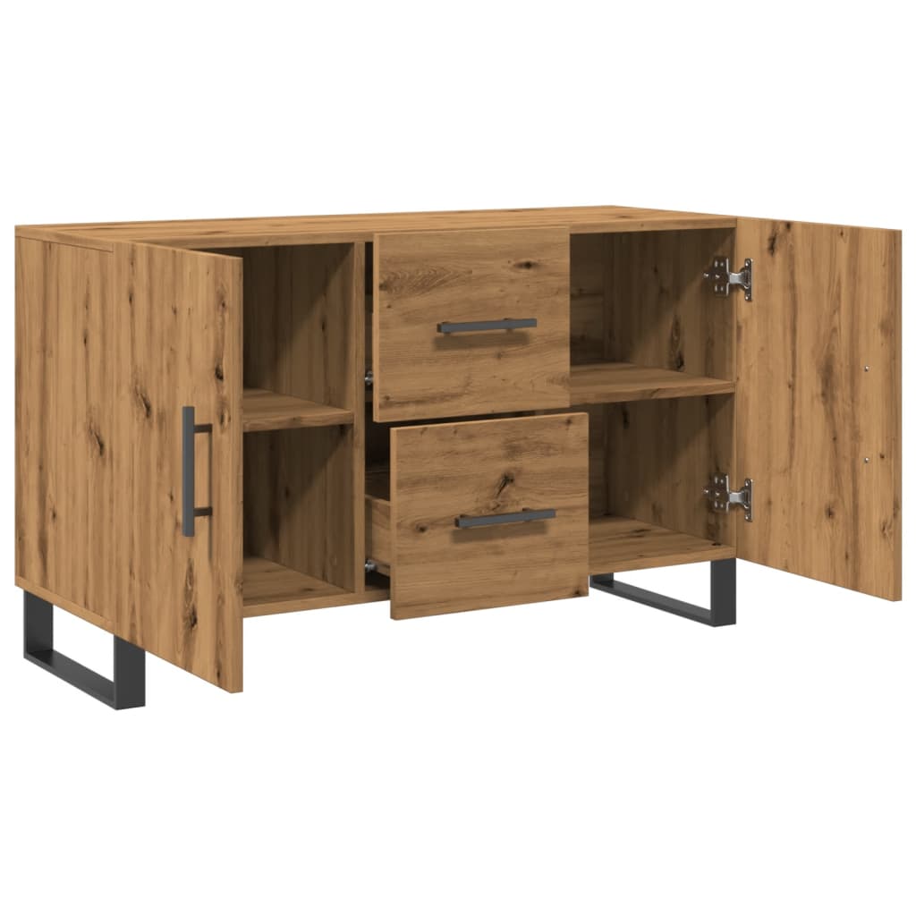 Dressoir 100x36x60 cm bewerkt hout artisanaal eikenkleurig
