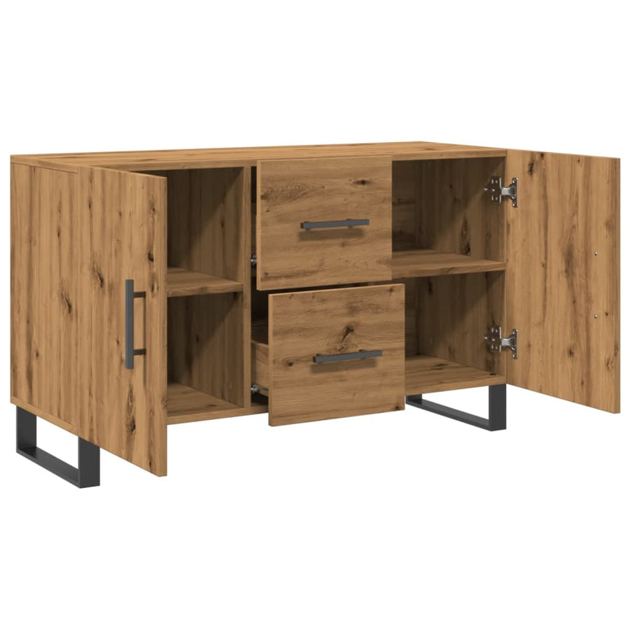 Dressoir 100x36x60 cm bewerkt hout artisanaal eikenkleurig
