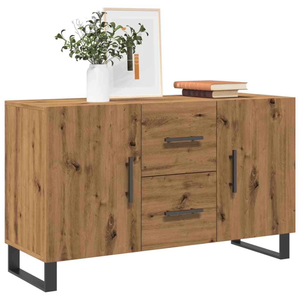 Dressoir 100x36x60 cm bewerkt hout artisanaal eikenkleurig