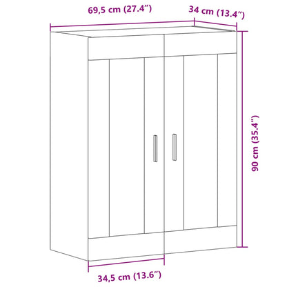 Wandkast 69,5x34x90 cm artisanaal eikenkleurig
