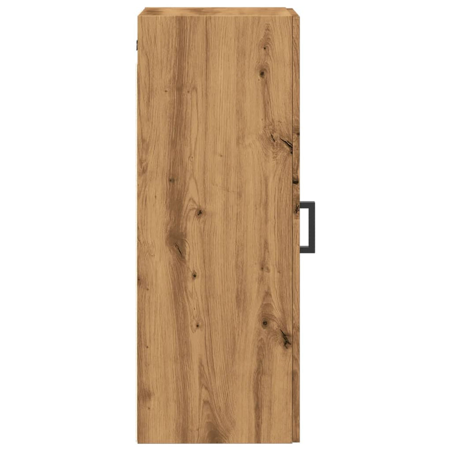 Wandkast 34,5x34x90 cm bewerkt hout artisanaal eikenkleur
