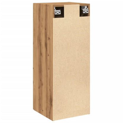 Wandkast 34,5x34x90 cm bewerkt hout artisanaal eikenkleur