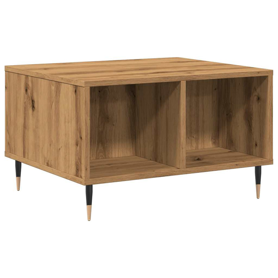 Salontafel 60x50x36,5 cm bewerkt hout artisanaal eikenkleur