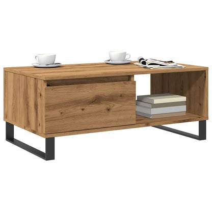 Salontafel 90x50x36,5 cm bewerkt hout artisanaal eikenkleurig