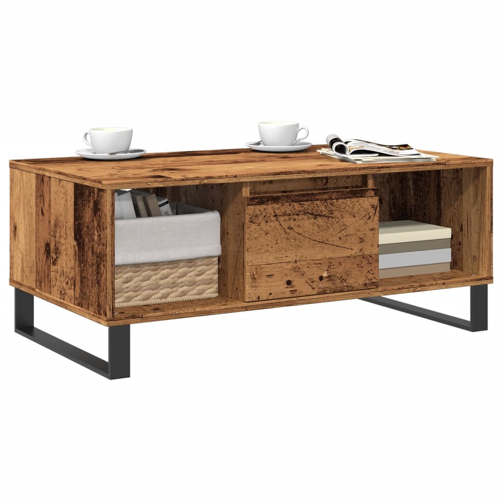 Salontafel 90x50x36,5 cm bewerkt hout oud houtkleurig
