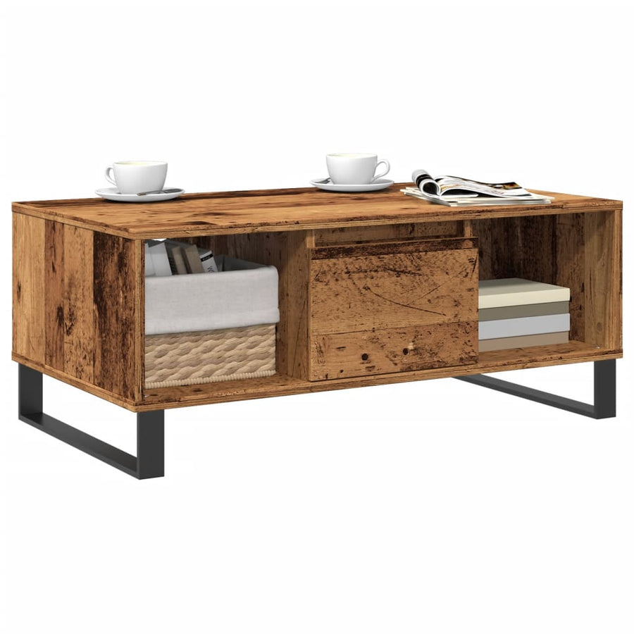 Salontafel 90x50x36,5 cm bewerkt hout oud houtkleurig