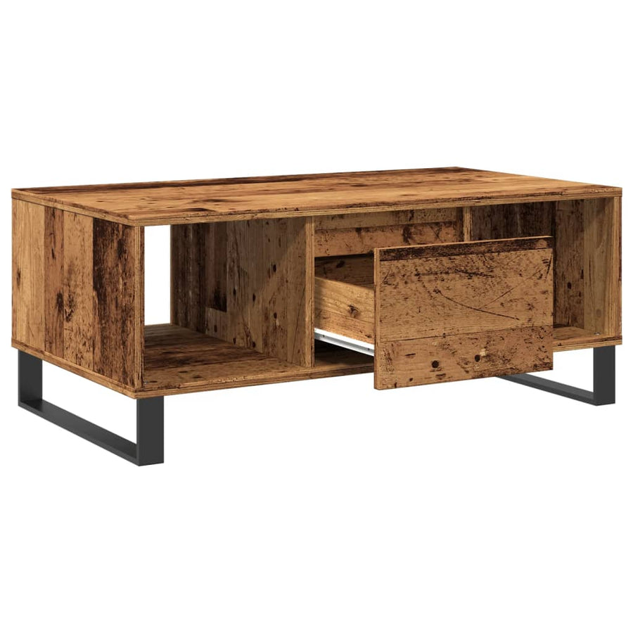 Salontafel 90x50x36,5 cm bewerkt hout oud houtkleurig