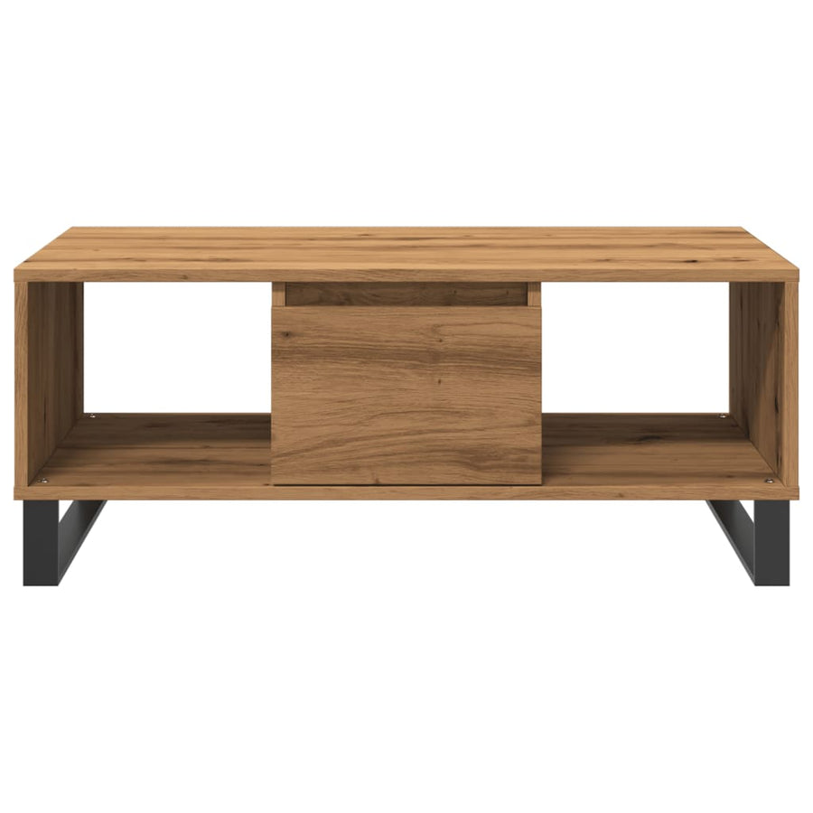 Salontafel 90x50x36,5 cm bewerkt hout artisanaal eikenkleurig