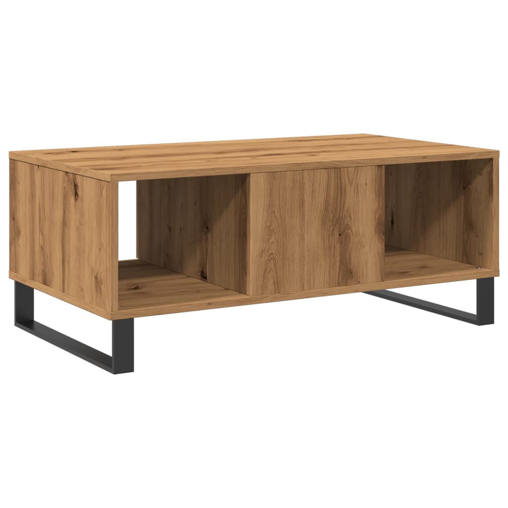 Salontafel 90x50x36,5 cm bewerkt hout artisanaal eikenkleurig