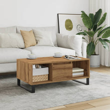 Salontafel 90x50x36,5 cm bewerkt hout artisanaal eikenkleurig