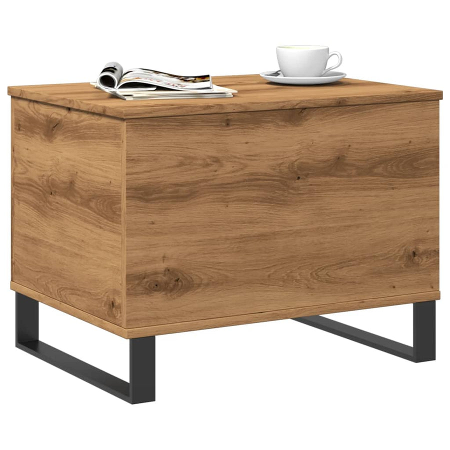 Salontafel 60x44,5x45 cm bewerkt hout artisanaal eikenkleurig