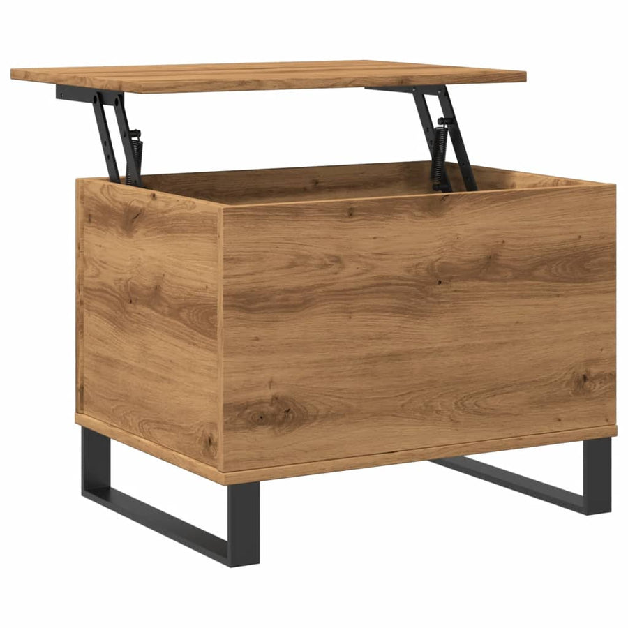 Salontafel 60x44,5x45 cm bewerkt hout artisanaal eikenkleurig