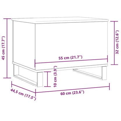 Salontafel 60x44,5x45 cm bewerkt hout artisanaal eikenkleurig