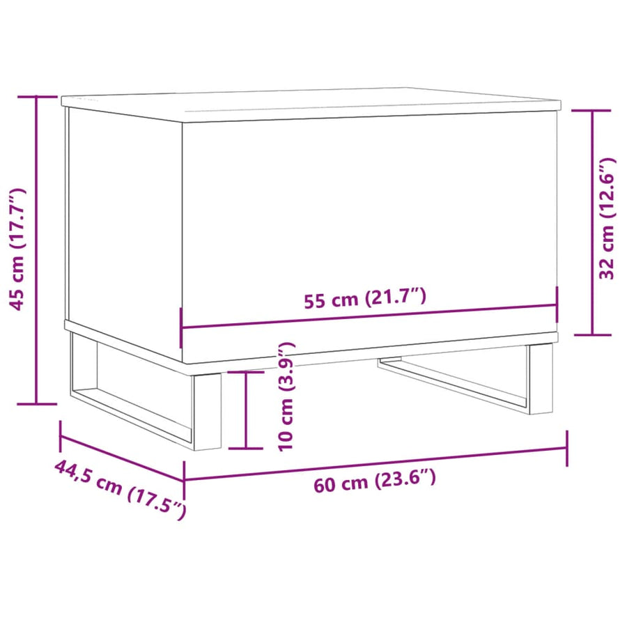 Salontafel 60x44,5x45 cm bewerkt hout artisanaal eikenkleurig