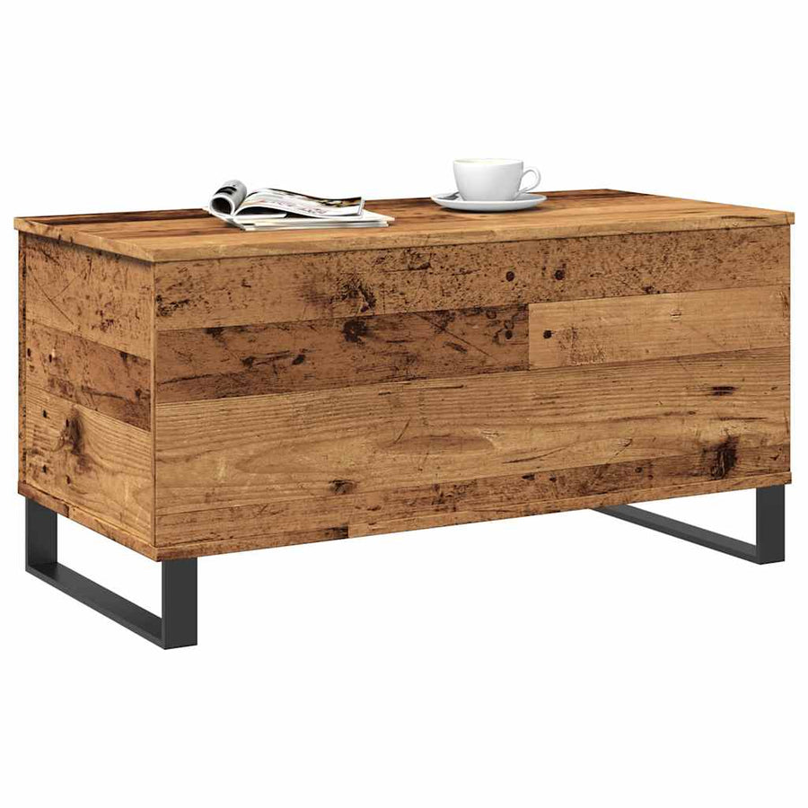 Salontafel 90x44,5x45 cm bewerkt hout oud houtkleurig