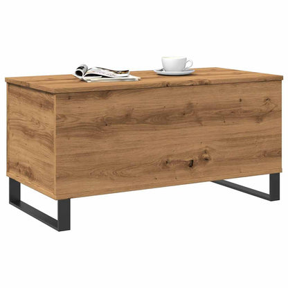 Salontafel 90x44,5x45 cm bewerkt hout artisanaal eikenkleurig