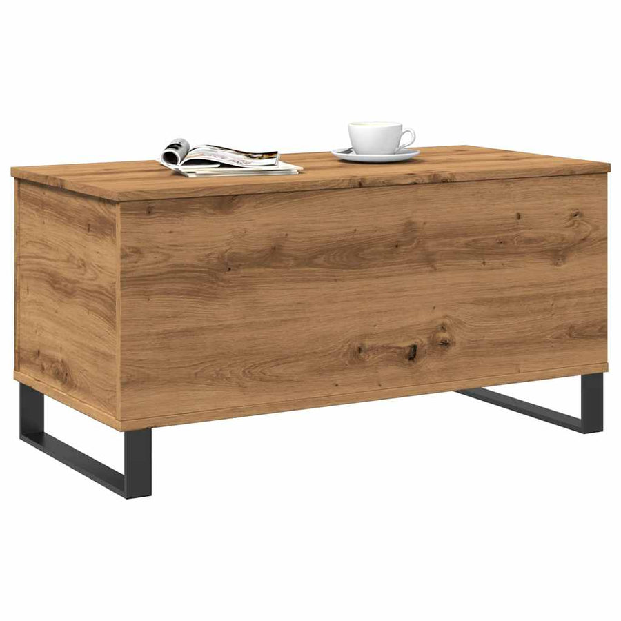 Salontafel 90x44,5x45 cm bewerkt hout artisanaal eikenkleurig