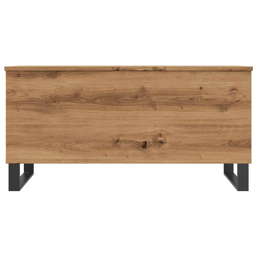 Salontafel 90x44,5x45 cm bewerkt hout artisanaal eikenkleurig