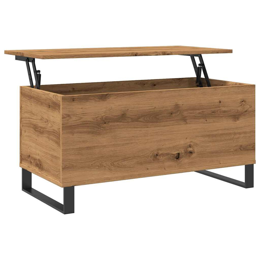 Salontafel 90x44,5x45 cm bewerkt hout artisanaal eikenkleurig