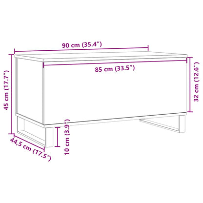 Salontafel 90x44,5x45 cm bewerkt hout artisanaal eikenkleurig