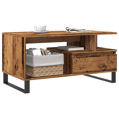 Salontafel 90x49x45 cm bewerkt hout oud houtkleurig