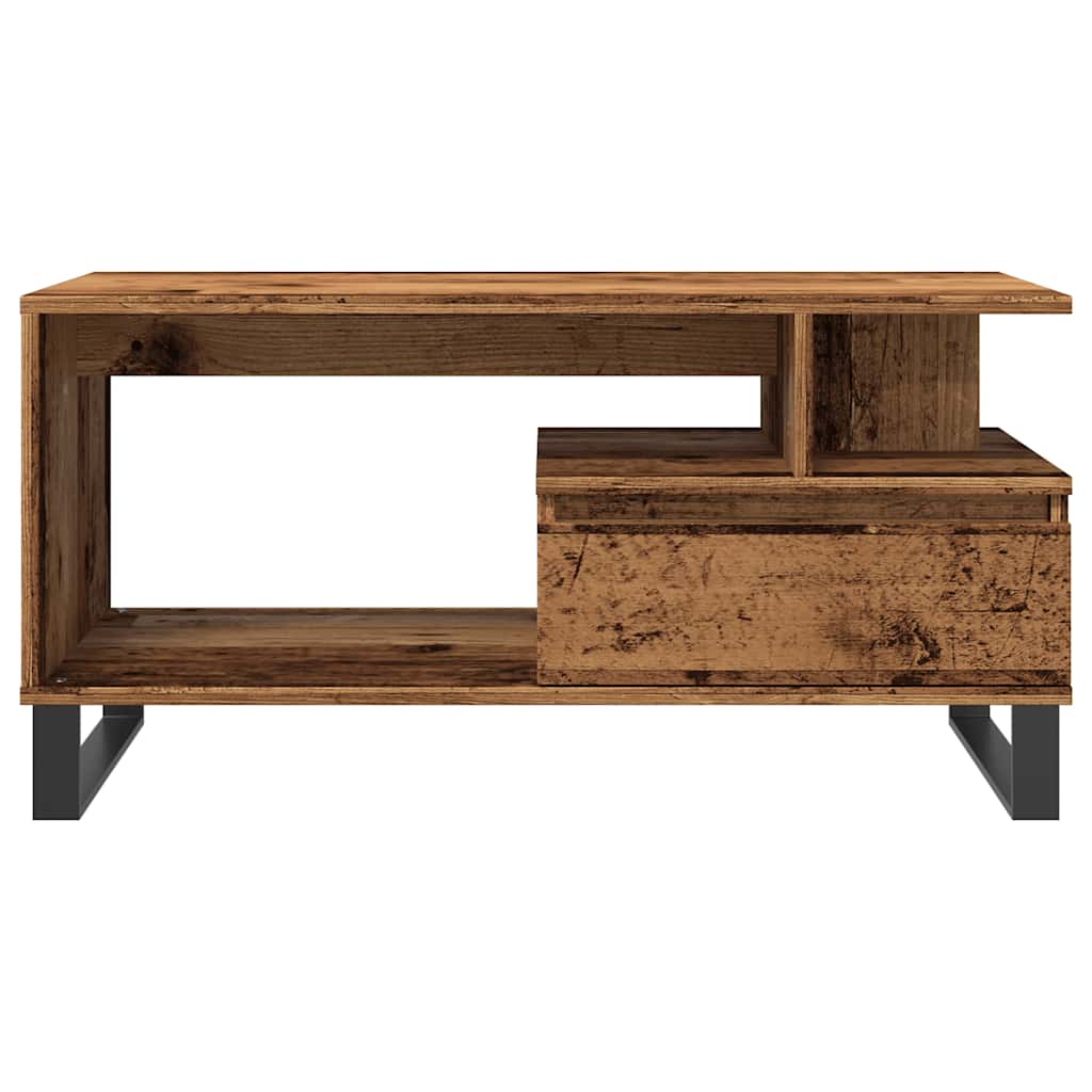 Salontafel 90x49x45 cm bewerkt hout oud houtkleurig
