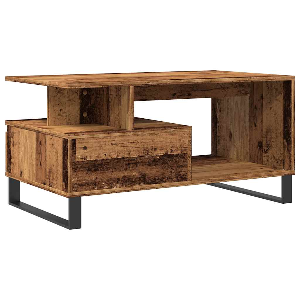 Salontafel 90x49x45 cm bewerkt hout oud houtkleurig